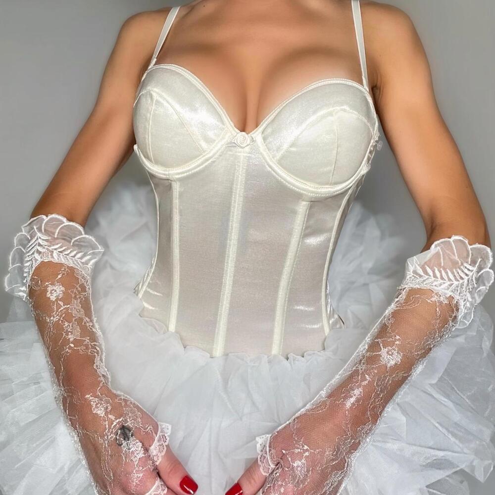 Angel Small Push-Up Bustier Garter Straps SMALL | Off-White Shimmer